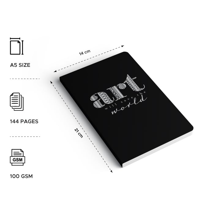 Factor Notes 90 GSM A5 Notebook Plain 160 Pages - Art Will Save The World Factor Notes